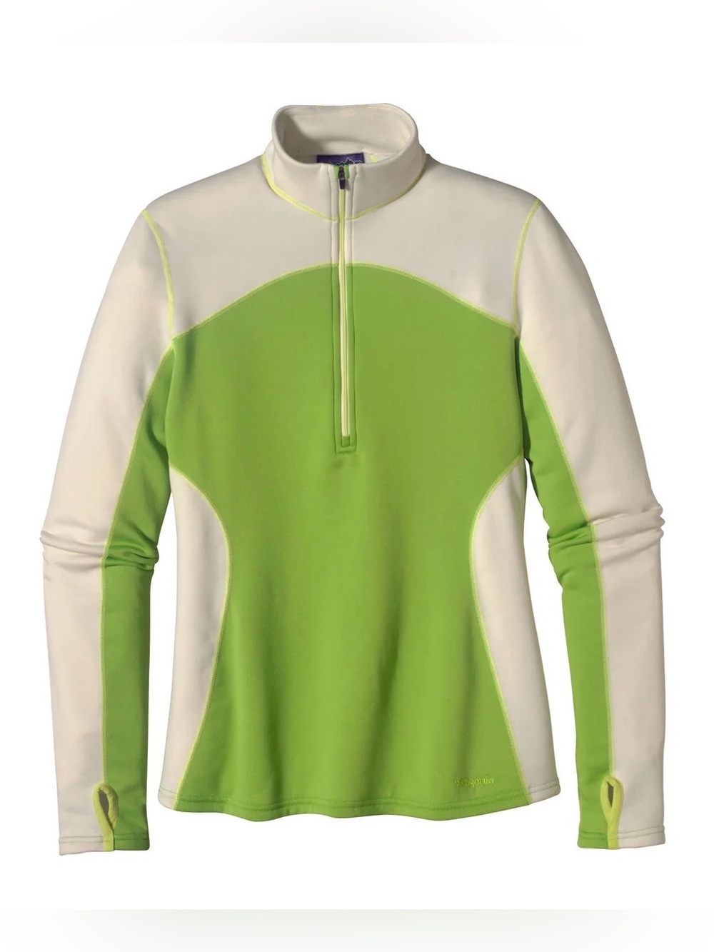 Vintage Patagonia Capilene® 4 Expedition Quarter Zip Cream & Lime Pullover